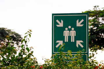 safety signs and label for fire assembly point sign