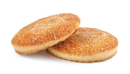 Beautiful round cookies isolated on a white background. Two cookies on a white background.