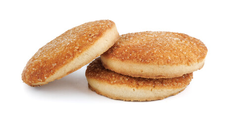 Beautiful round cookies isolated on a white background. Three cookies on a white background.