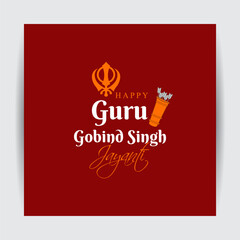 Vector illustration of Happy Guru Gobind Singh Jayanti social media feed template