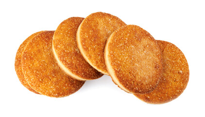 Beautiful round cookies isolated on a white background. A few cookies. Row of cookies.