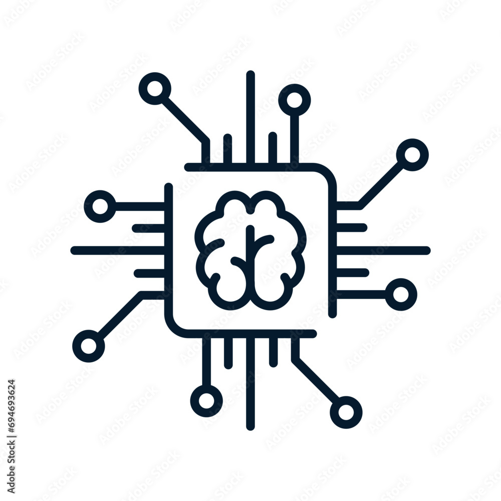 Aufkleber artificial intelligence concept. vector linear icon isolated on white background.