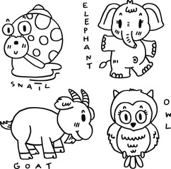 hand drawn cute animal and text for templates
