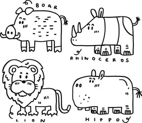 hand drawn cute animal and text for templates