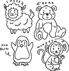 hand drawn cute animal and text for templates