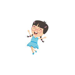 cute little vector child pose in cute clothes group