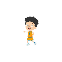 cute little vector child pose in cute clothes colorful