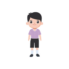 cute little vector child pose in cute clothes cartoon