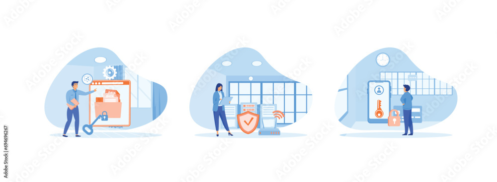 Poster characters using security services to protect personal data, performs cloud shared documents securit