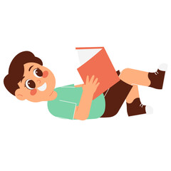 Cute Boy Reading Book Illustration