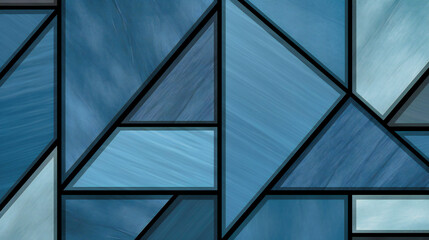 Contemporary Geometric Blue Panels Intersecting in an Abstract Art of Architectural Precision