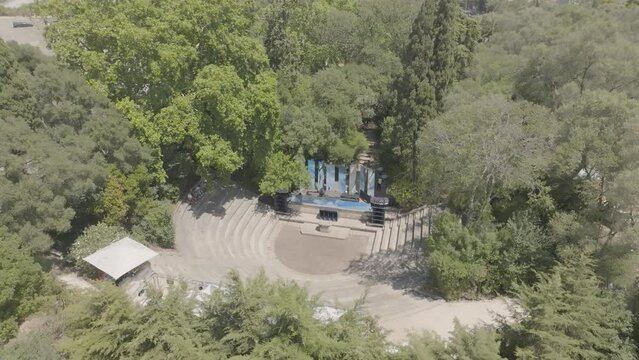 Lisbon, Portugal - A Daytime Perspective of the Keil do Amaral Amphitheater - Aerial Panning
