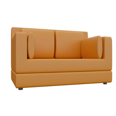 Realistic Brown Sofa