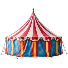 Vibrant Colorful Traditional Carnival Circus Tent - Ideal for Events &amp; Festivals. Isolated on a Transparent Background. Cutout PNG.