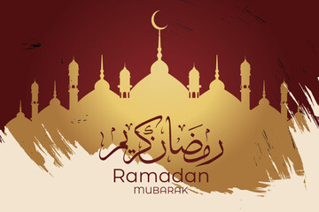 Ramadan Eid Mubarak background greeting card with candles and moon decoration