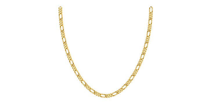 Drawing Style Of Gold Chain Isolated On White Background, Gold Jewelry Vector Illustration.