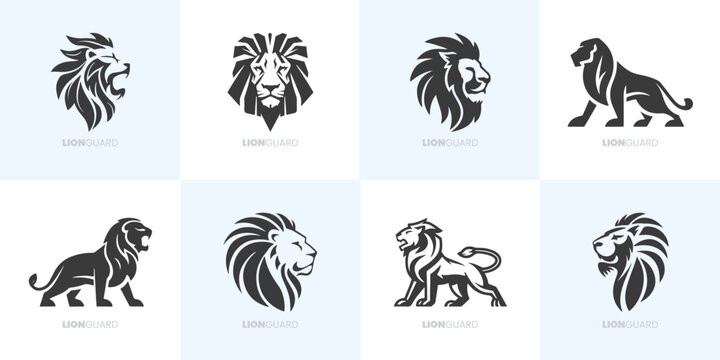 Moderne monochrome Löwen-Logos | Vektor Grafik Bündel für Unternehmen