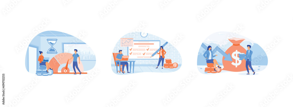Poster idea of financial and marketing strategy, cost optimization concept, while maximizing business value