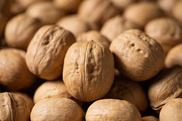 closeup of ripe walnuts texture background. 