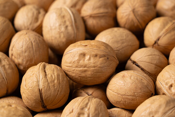 closeup of ripe walnuts texture background. 