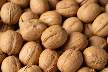closeup of ripe walnuts texture background. 