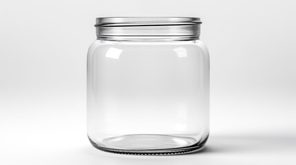 empty glass jar isolated on white background