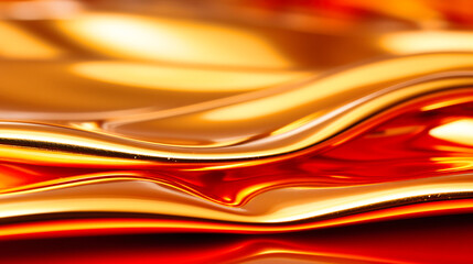 Naklejka premium Warm Golden Liquid Texture Reflecting Light in a Fluid and Graceful Abstract Design