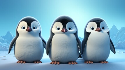 Naklejka premium A group of penguins standing next to each other