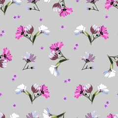 Vector seamless floral pattern on a light background for design of fabric, wrapping paper, wallpaper.