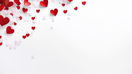 Empty valentine's day greeting card with copyspace on white background - obrazy, fototapety, plakaty