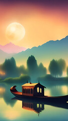 Sunset over the lake wallpapers for I pad, Notebook cover, I phone, tab mobile high quality images.