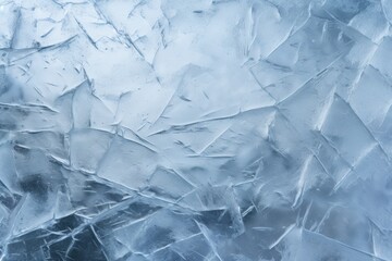 Crystalline ice texture on a frozen lake, with clear, intricate patterns and a cold, hard surface.