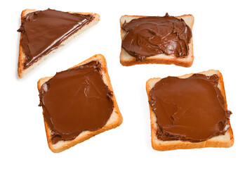 Сhocolate paste sandwich isolated on white background.