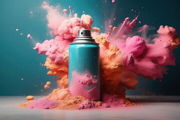 Can bottles with colored powder explosion background - obrazy, fototapety, plakaty