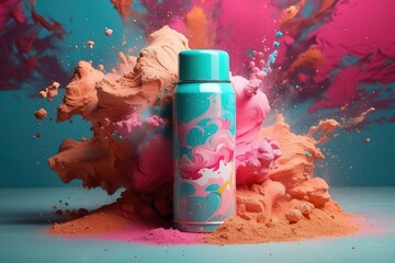 Can bottles with colored powder explosion background - obrazy, fototapety, plakaty
