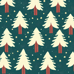 Obraz premium Christmas tree pattern illustration, Merry Christmas Background. Winter Holiday Pattern Design with Fir Pine Trees, 2024.