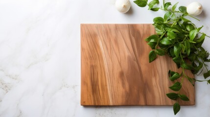 Wood cutting board with linen napkin 