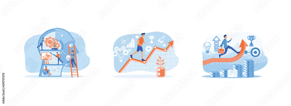 Poster self development. growth of finance and success on work. idea of personal growth and progress. self 