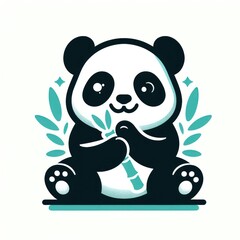 cute panda eat bamboo, ai generate