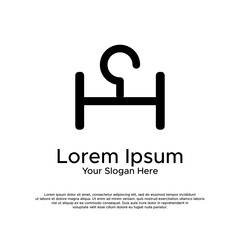 illustration of minimalist botique logo design letter H