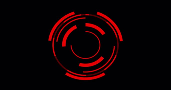 Loading data HUD circle interfaces in 4K alpha channel. Sci-fi circle HUD interfaces with red colors. 