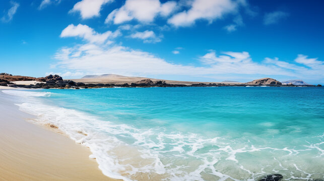 Island Bliss: Stunning Daytime View of Playa de Papagayo Beach in the Canaries