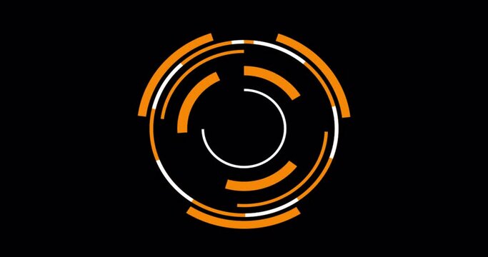 Loading data HUD circle interfaces in 4K alpha channel. Sci-fi circle HUD interfaces with orange and white colors. 