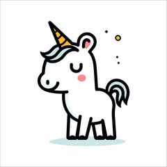 A cute quirky cartoon smiling unicorn