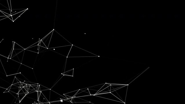 Abstract Geometric Clean White Futuristic low poly shape technology Connections Molecular, Global Business, Science, Presentation. Green Screen Alpha Matte Loop Aniamtion Background