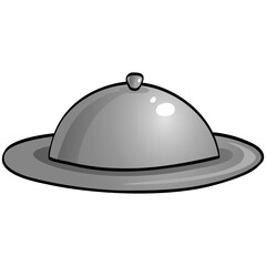 Obraz premium Cloche Lid Restaurant Cloche Illustration Drawing Art