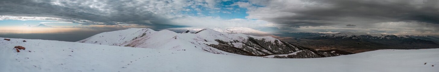 panorama of the mountains in winter