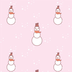 Web New Year pattern. Snowman on pink.