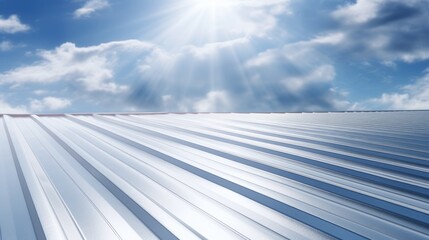 Details of the roof of a modern house,Roof metal sheet with a sky with clouds. 