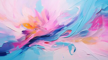 colorful bright pink and blue abstract acrylic paint strokes